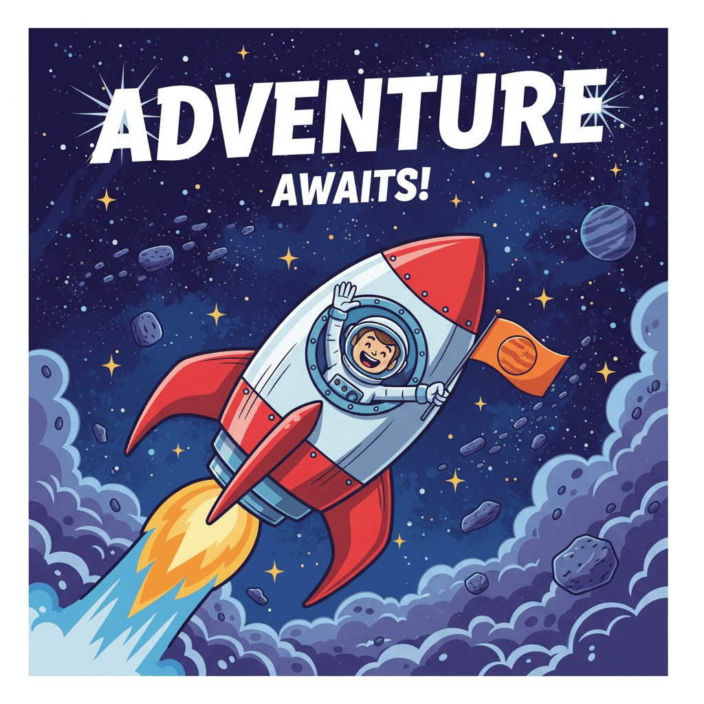Dream Doodles illustrated version: space journey with friendly astronaut